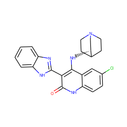 O=c1[nH]c2ccc(Cl)cc2c(N[C@@H]2CN3CCC2CC3)c1-c1nc2ccccc2[nH]1 ZINC000033295958