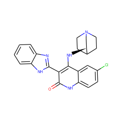 O=c1[nH]c2ccc(Cl)cc2c(N[C@H]2CN3CCC2CC3)c1-c1nc2ccccc2[nH]1 ZINC000003819930