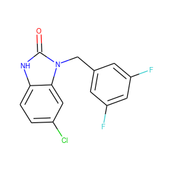 O=c1[nH]c2ccc(Cl)cc2n1Cc1cc(F)cc(F)c1 ZINC000040403228