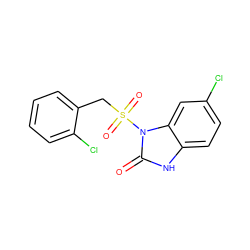 O=c1[nH]c2ccc(Cl)cc2n1S(=O)(=O)Cc1ccccc1Cl ZINC001772598636