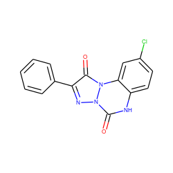 O=c1[nH]c2ccc(Cl)cc2n2c(=O)c(-c3ccccc3)nn12 ZINC000013642894