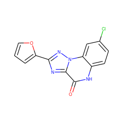 O=c1[nH]c2ccc(Cl)cc2n2nc(-c3ccco3)nc12 ZINC000013677387