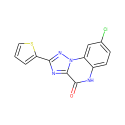 O=c1[nH]c2ccc(Cl)cc2n2nc(-c3cccs3)nc12 ZINC000013677389