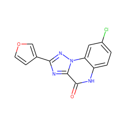 O=c1[nH]c2ccc(Cl)cc2n2nc(-c3ccoc3)nc12 ZINC000013677391