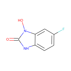 O=c1[nH]c2ccc(F)cc2n1O ZINC000095577211