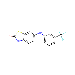 O=c1[nH]c2ccc(Nc3cccc(C(F)(F)F)c3)cc2s1 ZINC000169353123