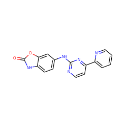 O=c1[nH]c2ccc(Nc3nccc(-c4ccccn4)n3)cc2o1 ZINC000144237908