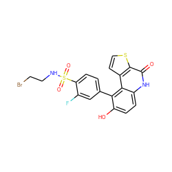 O=c1[nH]c2ccc(O)c(-c3ccc(S(=O)(=O)NCCBr)c(F)c3)c2c2ccsc12 ZINC000150185263