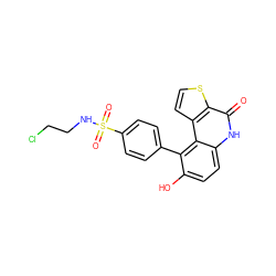 O=c1[nH]c2ccc(O)c(-c3ccc(S(=O)(=O)NCCCl)cc3)c2c2ccsc12 ZINC000204666183