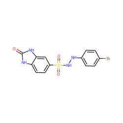 O=c1[nH]c2ccc(S(=O)(=O)NNc3ccc(Br)cc3)cc2[nH]1 ZINC000585289678