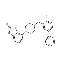 O=c1[nH]c2cccc(N3CCN(Cc4cc(-c5ccccc5)ccc4F)CC3)c2o1 ZINC000026398493