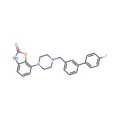 O=c1[nH]c2cccc(N3CCN(Cc4cccc(-c5ccc(F)cc5)c4)CC3)c2o1 ZINC000026395342