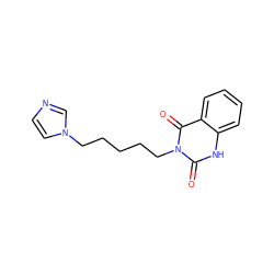 O=c1[nH]c2ccccc2c(=O)n1CCCCCn1ccnc1 ZINC000026381085