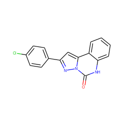 O=c1[nH]c2ccccc2c2cc(-c3ccc(Cl)cc3)nn12 ZINC000013757055