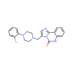 O=c1[nH]c2ccccc2c2ncc(CN3CCN(c4ccccc4Cl)CC3)n12 ZINC000013780711