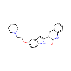 O=c1[nH]c2ccccc2cc1-c1cc2cc(OCCN3CCCCC3)ccc2[nH]1 ZINC000013588771