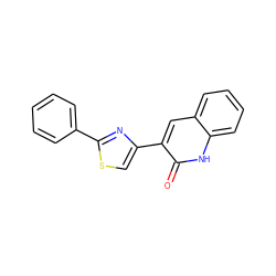 O=c1[nH]c2ccccc2cc1-c1csc(-c2ccccc2)n1 ZINC000014974753