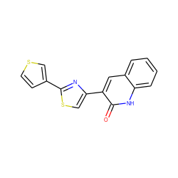 O=c1[nH]c2ccccc2cc1-c1csc(-c2ccsc2)n1 ZINC000014974755