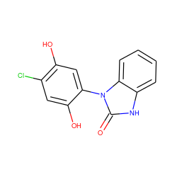 O=c1[nH]c2ccccc2n1-c1cc(O)c(Cl)cc1O ZINC000072107514