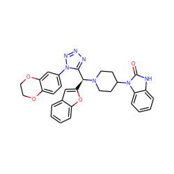 O=c1[nH]c2ccccc2n1C1CCN([C@@H](c2cc3ccccc3o2)c2nnnn2-c2ccc3c(c2)OCCO3)CC1 ZINC000095570070