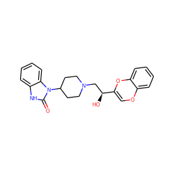 O=c1[nH]c2ccccc2n1C1CCN(C[C@H](O)C2=COc3ccccc3O2)CC1 ZINC000028105676