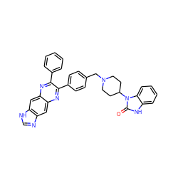 O=c1[nH]c2ccccc2n1C1CCN(Cc2ccc(-c3nc4cc5nc[nH]c5cc4nc3-c3ccccc3)cc2)CC1 ZINC000004846183