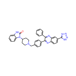 O=c1[nH]c2ccccc2n1C1CCN(Cc2ccc(-c3nc4ccc(-c5nnn[nH]5)cc4nc3-c3ccccc3)cc2)CC1 ZINC000014957942