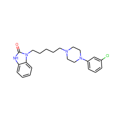 O=c1[nH]c2ccccc2n1CCCCCN1CCN(c2cccc(Cl)c2)CC1 ZINC000040918561