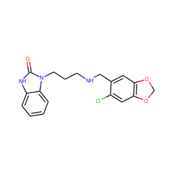 O=c1[nH]c2ccccc2n1CCCNCc1cc2c(cc1Cl)OCO2 ZINC000013864298