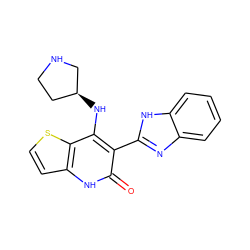 O=c1[nH]c2ccsc2c(N[C@H]2CCNC2)c1-c1nc2ccccc2[nH]1 ZINC000299822766