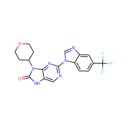 O=c1[nH]c2cnc(-n3cnc4cc(C(F)(F)F)ccc43)nc2n1C1CCOCC1 ZINC000049050368