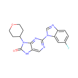 O=c1[nH]c2cnc(-n3cnc4ccc(F)cc43)nc2n1C1CCOCC1 ZINC000049067657