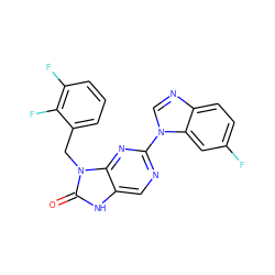 O=c1[nH]c2cnc(-n3cnc4ccc(F)cc43)nc2n1Cc1cccc(F)c1F ZINC000049036981