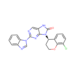 O=c1[nH]c2cnc(-n3cnc4ccccc43)nc2n1[C@@H]1CCOc2c(Cl)cccc21 ZINC000049034047