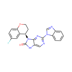 O=c1[nH]c2cnc(-n3cnc4ccccc43)nc2n1[C@@H]1CCOc2ccc(F)cc21 ZINC000049090049