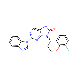 O=c1[nH]c2cnc(-n3cnc4ccccc43)nc2n1[C@H]1CCOc2c(F)cccc21 ZINC000049032840