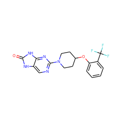 O=c1[nH]c2cnc(N3CCC(Oc4ccccc4C(F)(F)F)CC3)nc2[nH]1 ZINC000072124620