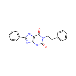 O=c1[nH]c2nc(-c3ccccc3)[nH]c2c(=O)n1CCc1ccccc1 ZINC000013833547