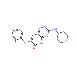 O=c1[nH]c2nc(NC3CCOCC3)ncc2cc1Oc1ccc(F)cc1F ZINC000071319113