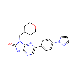 O=c1[nH]c2ncc(-c3ccc(-n4cccn4)cc3)nc2n1CC1CCOCC1 ZINC000082156620