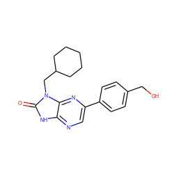 O=c1[nH]c2ncc(-c3ccc(CO)cc3)nc2n1CC1CCCCC1 ZINC000082154999