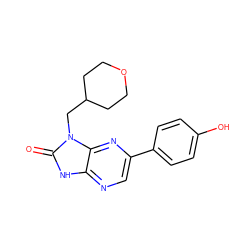 O=c1[nH]c2ncc(-c3ccc(O)cc3)nc2n1CC1CCOCC1 ZINC000073197568