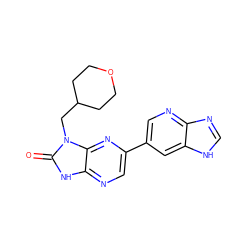 O=c1[nH]c2ncc(-c3cnc4nc[nH]c4c3)nc2n1CC1CCOCC1 ZINC000082156629