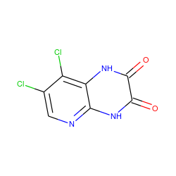 O=c1[nH]c2ncc(Cl)c(Cl)c2[nH]c1=O ZINC000222467835