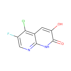 O=c1[nH]c2ncc(F)c(Cl)c2cc1O ZINC000040878304