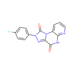 O=c1[nH]c2ncccc2n2c(=O)n(-c3ccc(F)cc3)nc12 ZINC000040916244