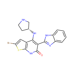 O=c1[nH]c2sc(Br)cc2c(N[C@@H]2CCNC2)c1-c1nc2ccccc2[nH]1 ZINC000299832848