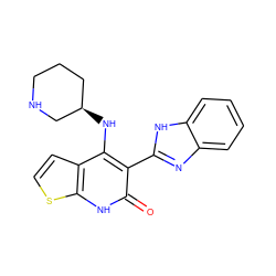 O=c1[nH]c2sccc2c(N[C@@H]2CCCNC2)c1-c1nc2ccccc2[nH]1 ZINC000299830776