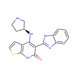 O=c1[nH]c2sccc2c(N[C@H]2CCNC2)c1-c1nc2ccccc2[nH]1 ZINC000299833488