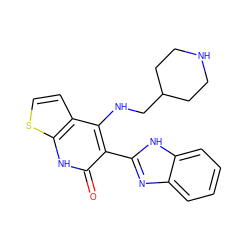 O=c1[nH]c2sccc2c(NCC2CCNCC2)c1-c1nc2ccccc2[nH]1 ZINC000299831797